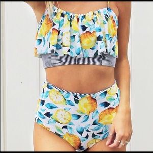 Cupshe Reversible High Waisted Bikini Lemon
